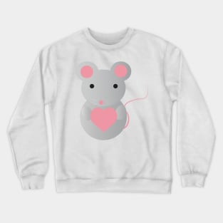 Cute Mouse Hugging a Heart Crewneck Sweatshirt